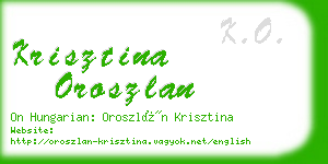 krisztina oroszlan business card